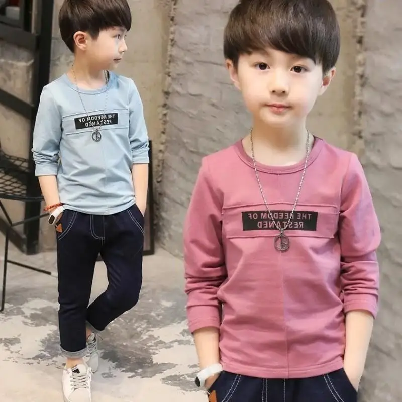 

2019 Boys Long Sleeve Tops Novelty T-shirts For Boys Spring Children Tee Shirts Cotton Kids Boys T Shirt Child Clothes 10 12 14