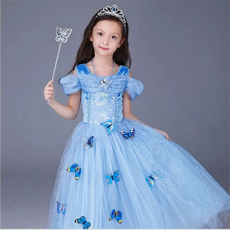 2016 new cinderella dresses elsa anna costume ankle length princess dress sequined cartoon butterfly girls halloween costumes - Halloween Anna Costume 2016 new cinderella dresses elsa anna costume ankle length princess dress sequined cartoon butterfly girls halloween costumes - Halloween Anna Costume