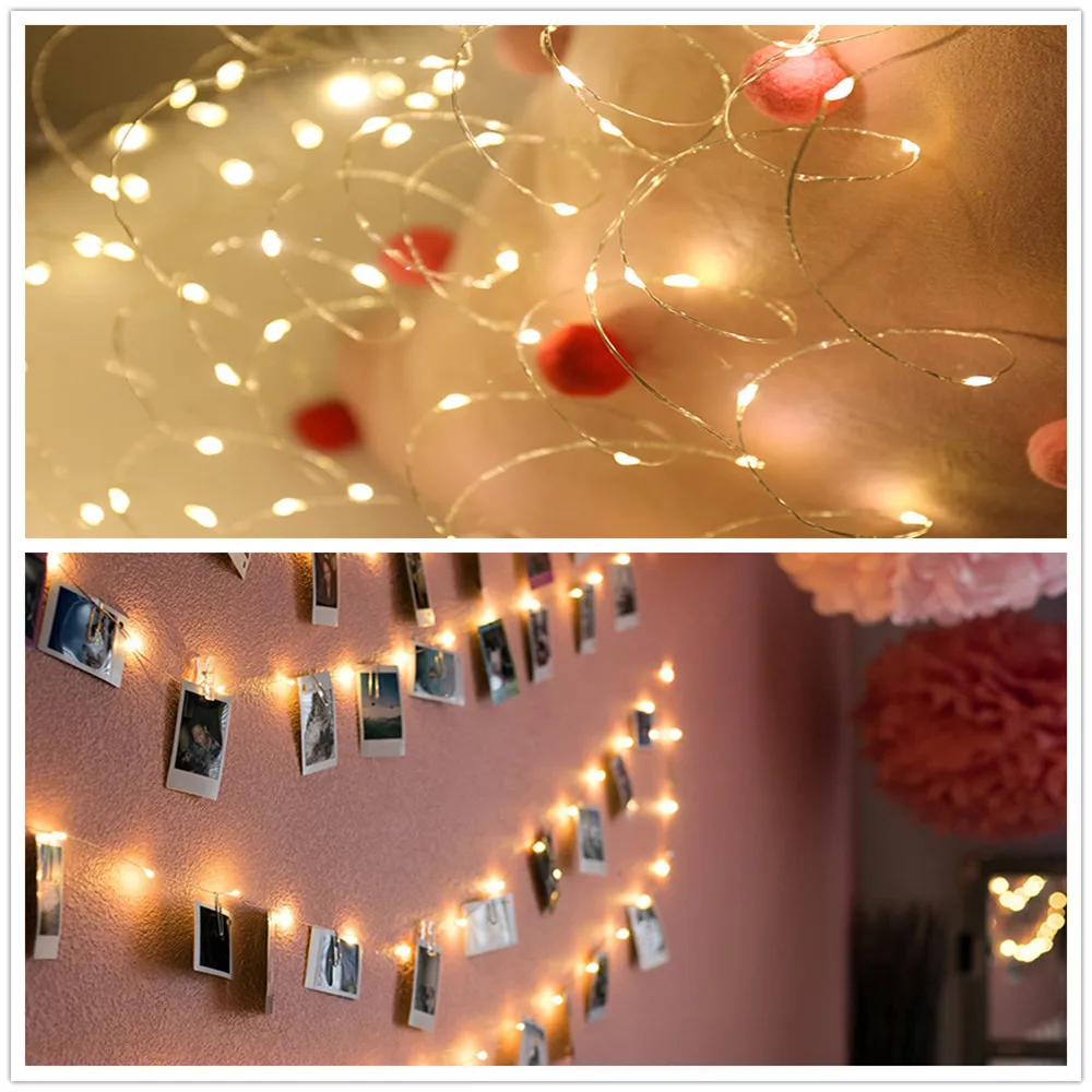 1/2/5/10M LED Light String Garland lighting Battery Powered Fairy Lights Remote Control For Christmas Wedding Party Decoration