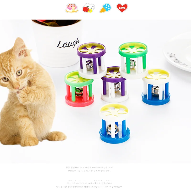 Домашние животные Kitty игрушки собаки кошки красочные Пластик колокольчик роллеров, кусаться любимая игрушка