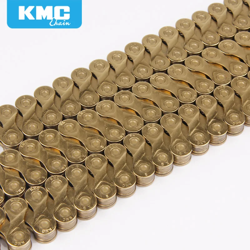 Best KMC X9 Golden Alloy Iron 9/18/27 Speed Bike Chain MTB Mountain Road Bike Universal Bicycle Chain 116 Links Missing Connect Links 1