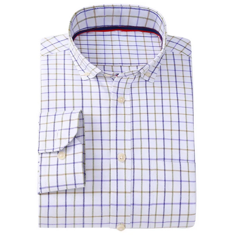 SHUJIN мужские формальные рубашки с французскими манжетами, облегающие рубашки, модные стильные клетчатые рубашки с длинным рукавом в полоску, цветная рубашка SHUJIN - Цвет: Lattice