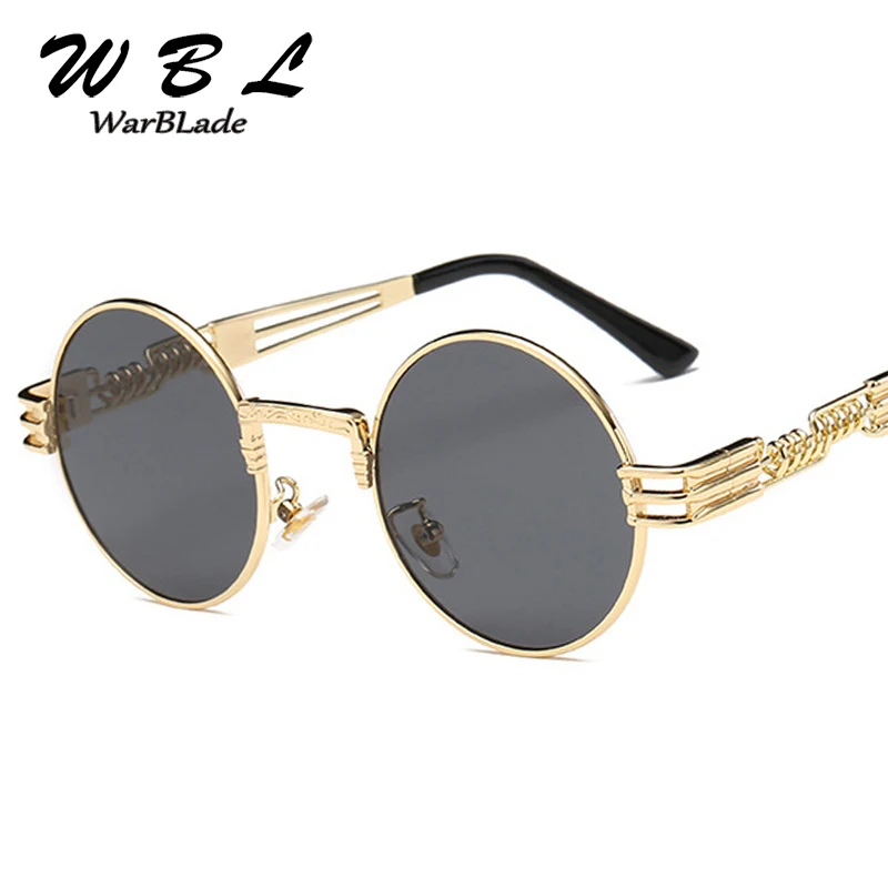 

WarBLade Men Round Circle Steampunk Sunglasses Women Vintage Sunglass Brand Design Mirror Lens Eyeglasses Retro 2019 UV400
