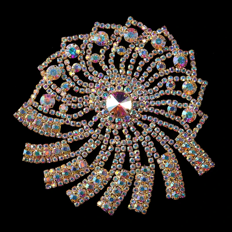 Exquisite Flower Crystal Rhinestones Applique for Wedding Dress