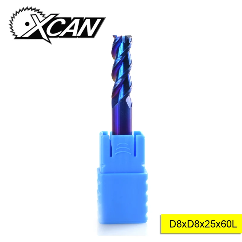 

XCAN 1pc 8mm Diameter 3 Flute Carbide End Mill for Cutting Aluminum CNC Machine Engraving Bit CNC End Mill