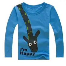 New 2017 cotton children t shirts, long sleeve t-shirts , cute giraffe cartoon t-shirt, girls and boys’ t shirt, nova kids