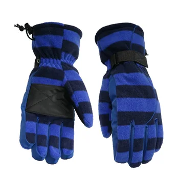 

2018 Winter Windproof Waterproof Gloves Women Men Warm Gloves Plus Size Striped Mittens Adjustable Wrist Band
