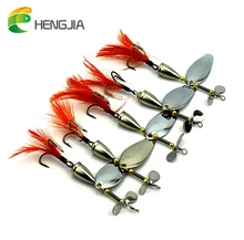 Hengjia 13.6g 9.5 cm 4 # ganchos duro mental wobble bass pesca cuchara del hilandero lentejuelas señuelos de pesca cebos de pesca aparejos de pesca