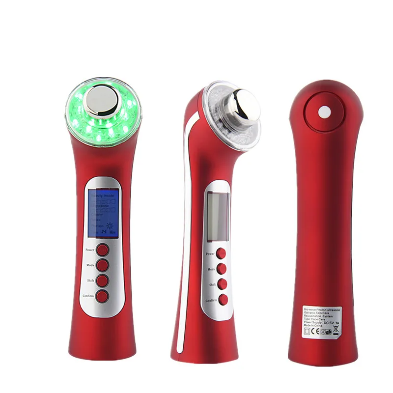 Home Use 3MHZ Ultrasonic Facial Massager Beauty Device Photon Lights