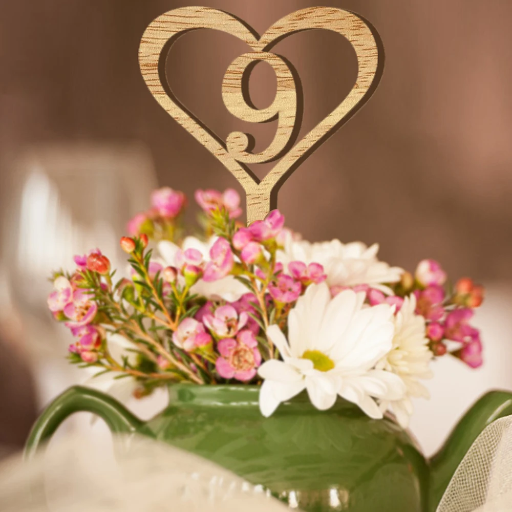 

Numeric 1-30 Heart Shape Wooden Table Numbers Wedding Wood Number of Table Topper Wedding Table Mark Flower Seats Party Decor