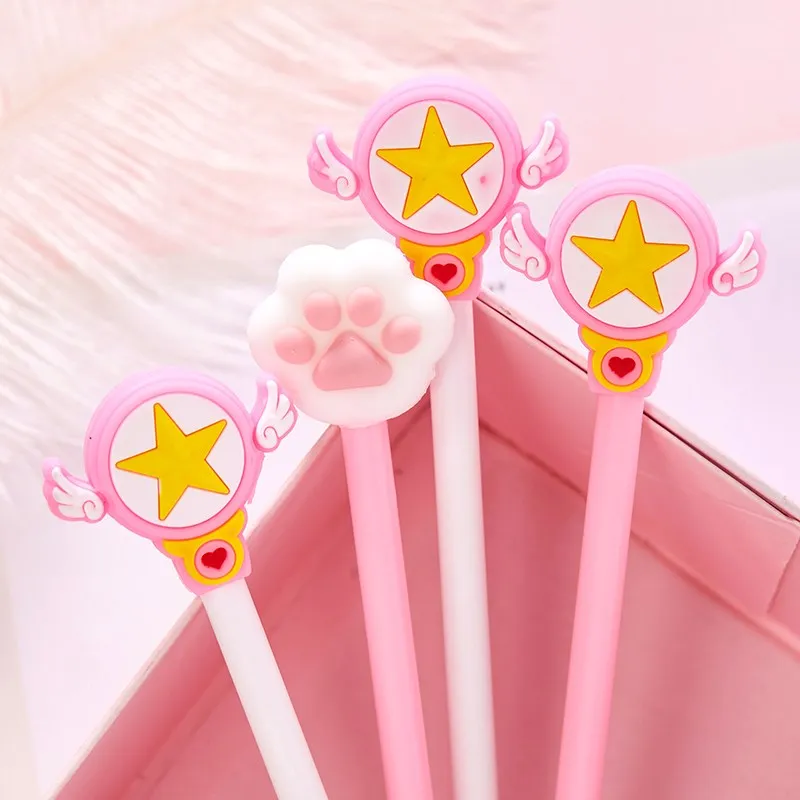 

Creative Kawaii Gel Pen For Writing Pink Magic Wand Gel Refills Pen Cute Cat Paw Signature Gel Pens School Office Supplies