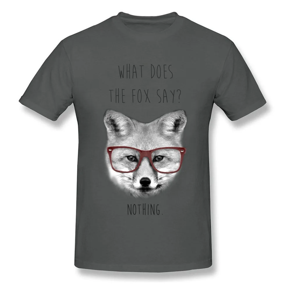 Faddish What does the fox say Short Sleeve T-Shirt Summer/Autumn O Neck 100% Cotton Tops Shirts for Students Tee Shirt Casual What does the fox say carbon