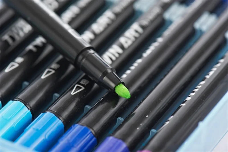 24 цвета/набор двойная головка ручка для рисования хайлайтеры для начинающего художника авторучка искусство школьные канцелярские принадлежности фломастеры