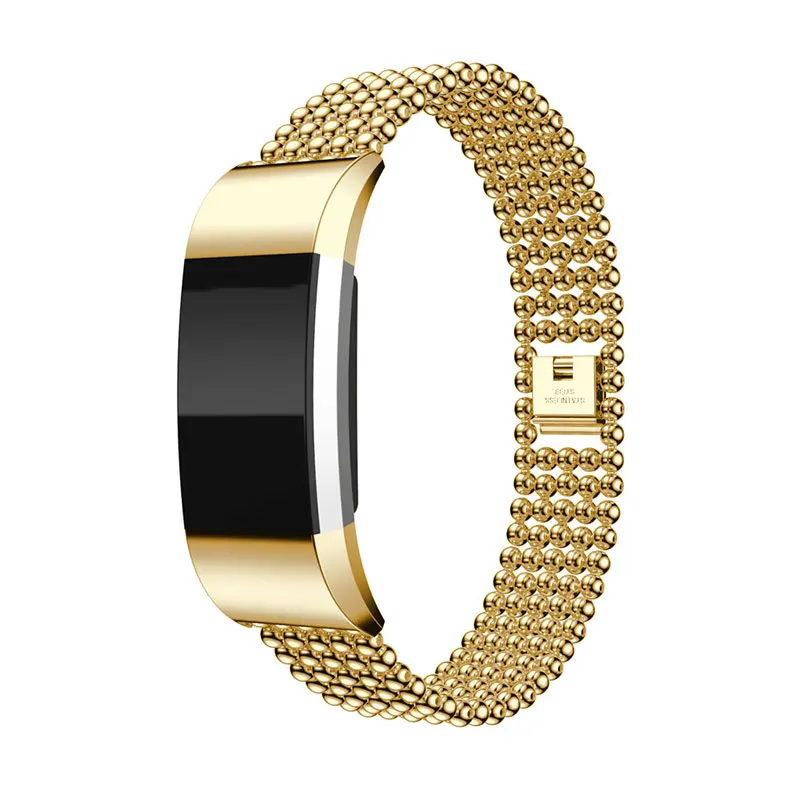 Новинка, роскошные стильные Смарт-часы со стальными бусинами, модный сменный женский браслет на запястье для Fitbit Charge 2