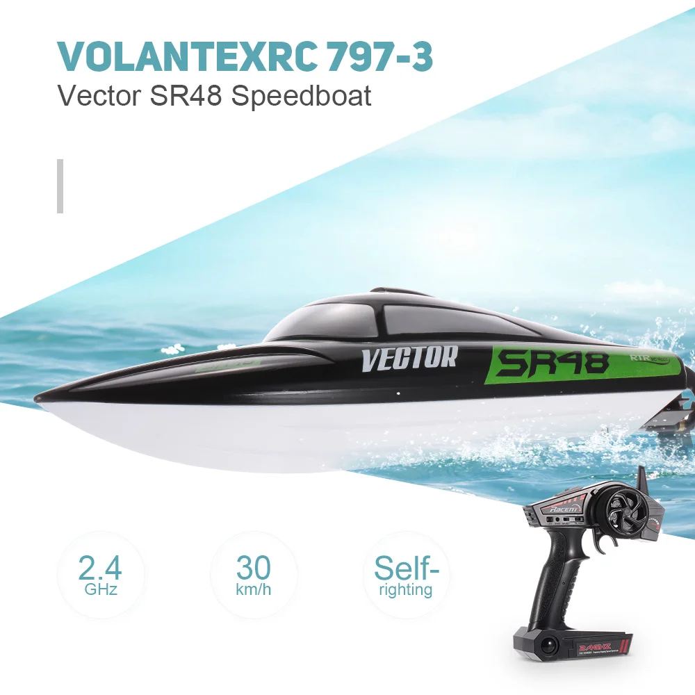 Радиоуправляемая лодка Volantex 797-3 Vector SR48 2,4 ГГц 30 км/ч высокоскоростная матовая гоночная лодка корабль самовосстанавливающаяся электрическая скоростная лодка