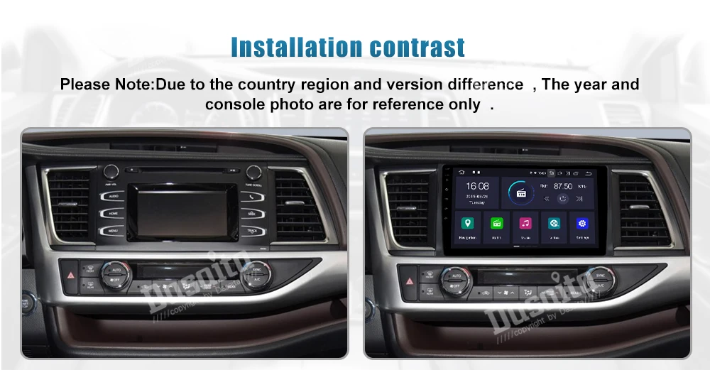 Top Dasaita 10.2" Radio Car Android 9.0 Multimedia Player for Toyota Highlander 2015 2016 Car Bluetooth GPS Navigation System 3