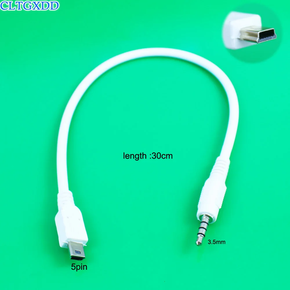 

cltgxdd 3.5mm Stereo Male Plug To Mini USB 5 Pin Male Adapter Convertor Audio Cable L=30cm