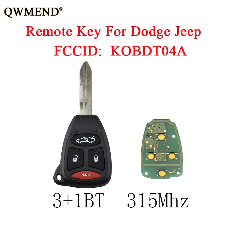 QWMEND 3 + 1 кнопки Автомобильный Дистанционный ключ для Dodge Chrysler Jeep 2005 2006 2007 2008 2009 2010