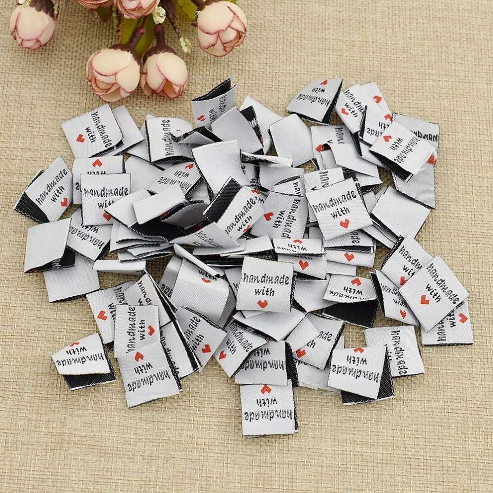 50pcs/pack Heart Washable Cloth Clothing Labels Hand Made Printed Diy Craft  Sewing Bags Shoes Tags Decoration Material - Garment Labels - AliExpress