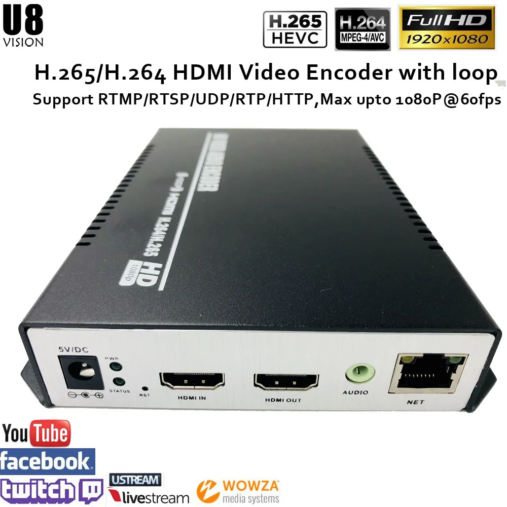H.265/H.264 HDMI Video Encoder with loop out for live broadcast support