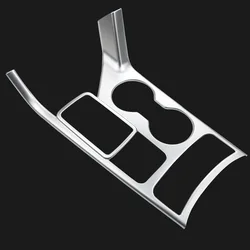Car Central Console Gear Shift Panel Trim Cover and Water Cup Frame Accessories (ABS Chrome)