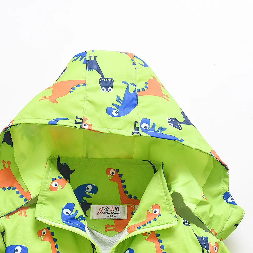 Детские куртки с капюшоном, водонепроницаемые ветровки, весенняя куртка для девочек с рисунком динозавра, дождевик для малышей, куртка, верхняя одежда для мальчиков