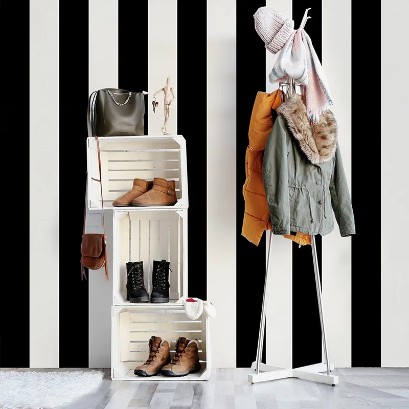 Us 28 8 20 Off Nordic Fashion Black White Gray Striped Wall Papers For Living Room Home Decor Bedroom Clothing Store Wallpaper In Wallpapers From
