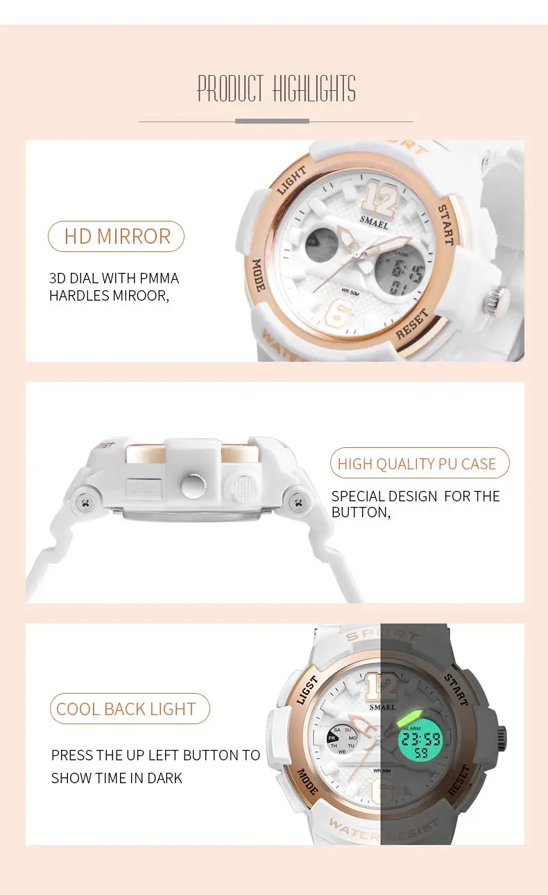 SMAEL Новые повседневные Модные кварцевые часы для мужчин s спортивные цифровые часы для мужчин и девочек водонепроницаемые студенческие часы для женщин Relogio Masculino