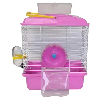 Portable Heighten Single Layer Pet Syrian Hamster Cage with Cover Running Wheel Bowl for Small Habitat Guinea Pigs Mice Habitat 1