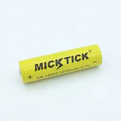 1 шт. 18650 3200 мАч 3,7 В (не AA) MICKTICK Батарея batteria литиевых батарей литий-ионный Перезаряжаемые большой Ёмкость фонарик светодио дный