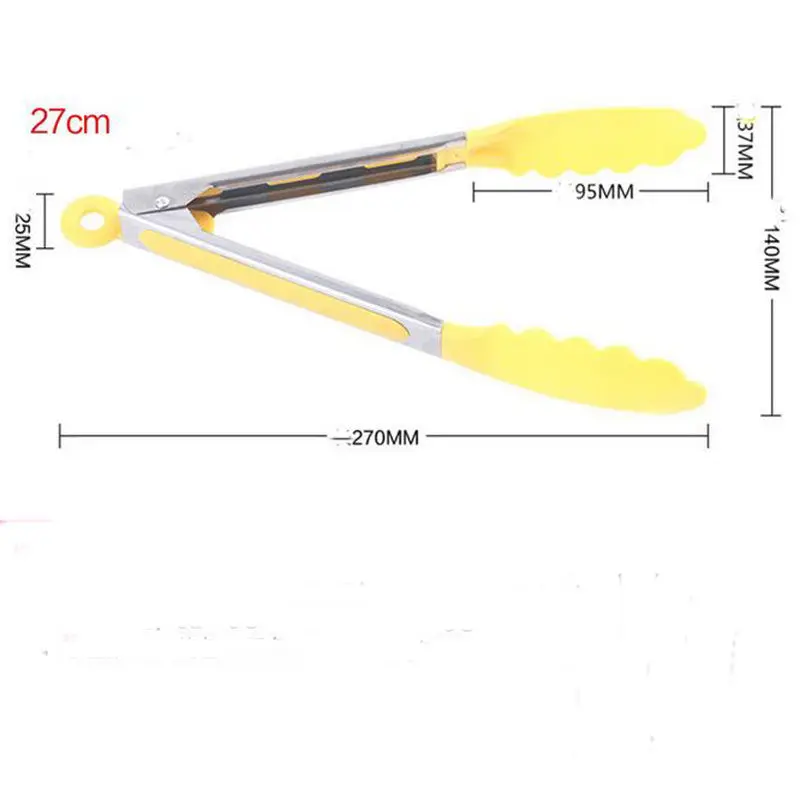 Случайный цвет силиконовые приготовления салата барбекю щипцы из нержавеющей стали Ручка Посуда+ B