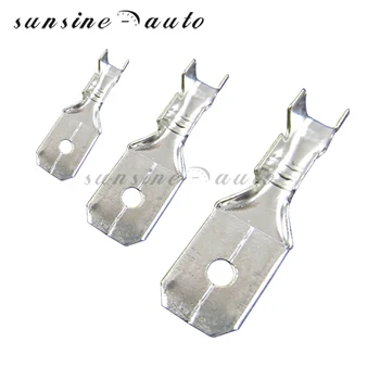 

50pcs 6.3mm 4.8mm 2.8mm Male Uninsulated Spade Crimp Connector Terminal Block for Car Auto Bike ect