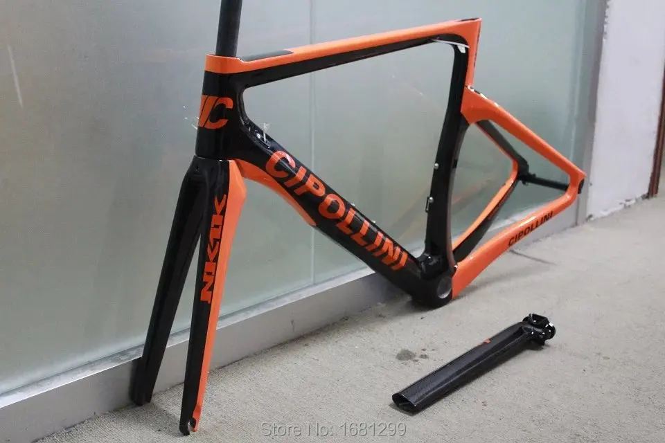 Новейшая оранжевая матовая велосипедная Рама 700C 3K из углеродного волокна, вилка+ подседельный штырь+ зажим+ светильник для гарнитуры, запчасти