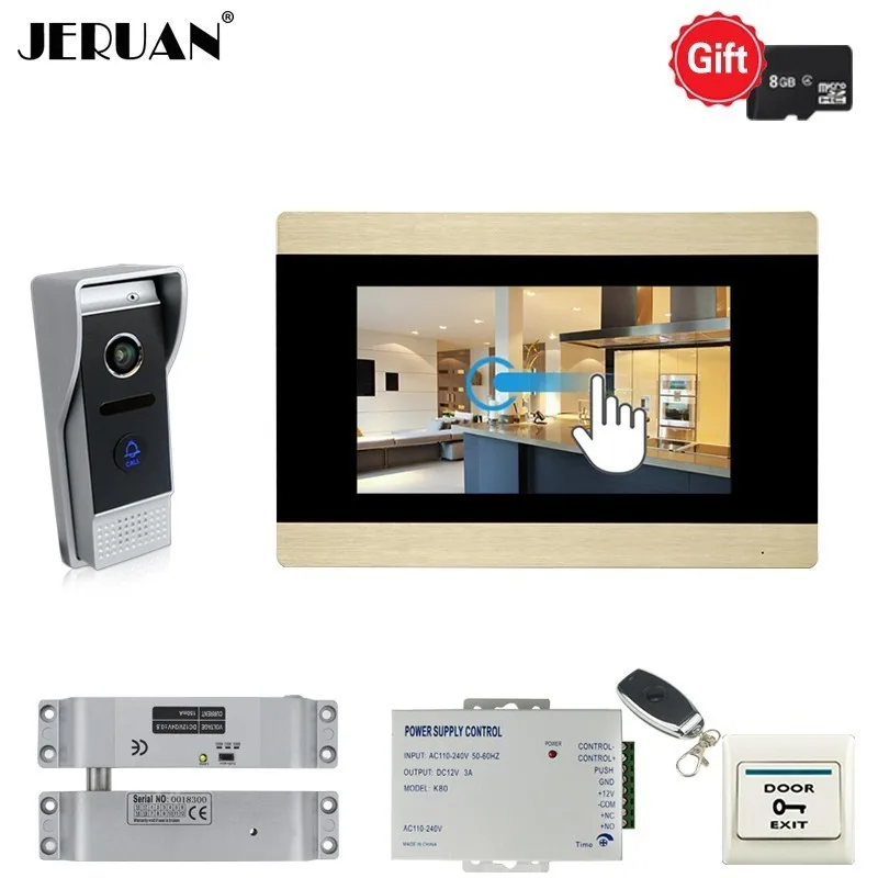 

JERUAN 720P AHD 7 INCH TOUCH SCREEN Video Door Phone Unlock Intercom System kit Record Monitor HD Camera With Motion Detection