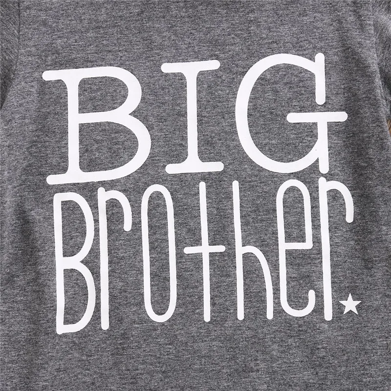 Летняя Повседневная футболка с короткими рукавами; хлопковые топы для мальчиков с принтом «Big Brother»; хлопковые топы для маленьких детей; футболка