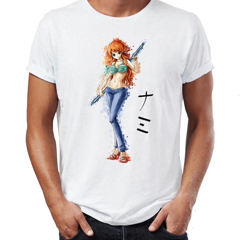 Men's T Shirt Nami Watercolor One Piece Anime Manga Badass Characters