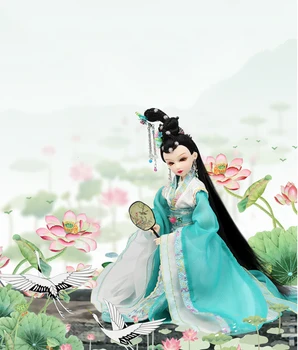 

35cm Chinese Girl Dolls Collectible Li Qingzhao Doll With 14 Joints Body 3D Realistic Eyes Girl Toys Birthday Gifts
