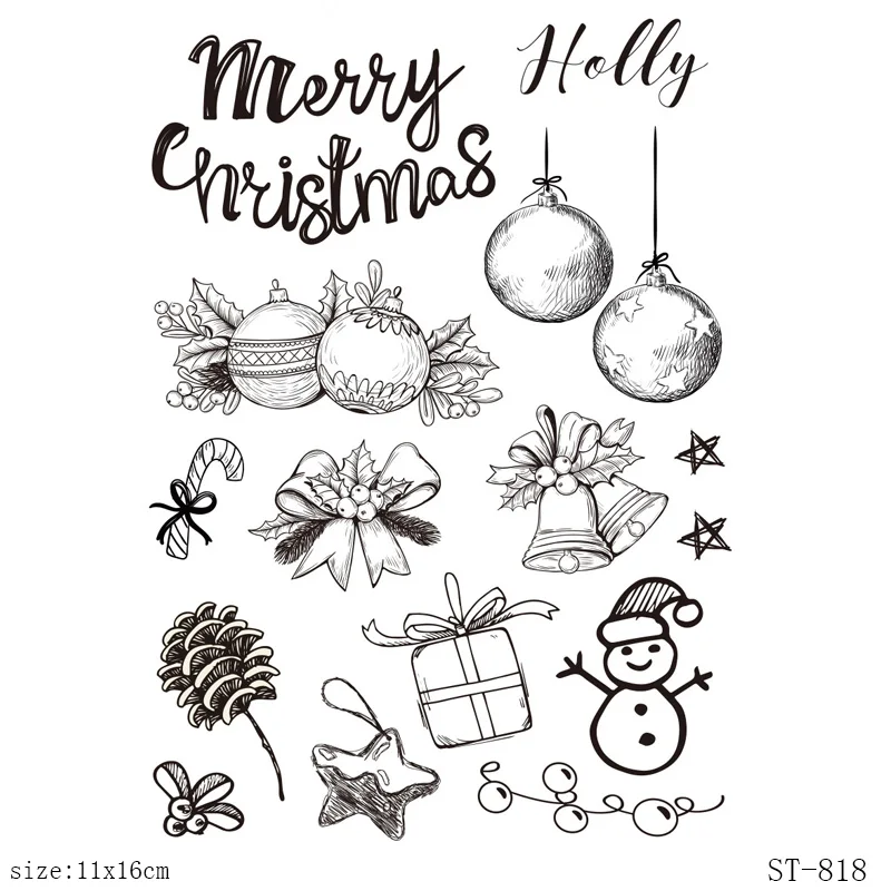 

AZSG Christmas Fruit/Snowman/Bell Clear Stamps/Seals For DIY Scrapbooking/Card Making/Album Decorative Silicone Stamp Crafts
