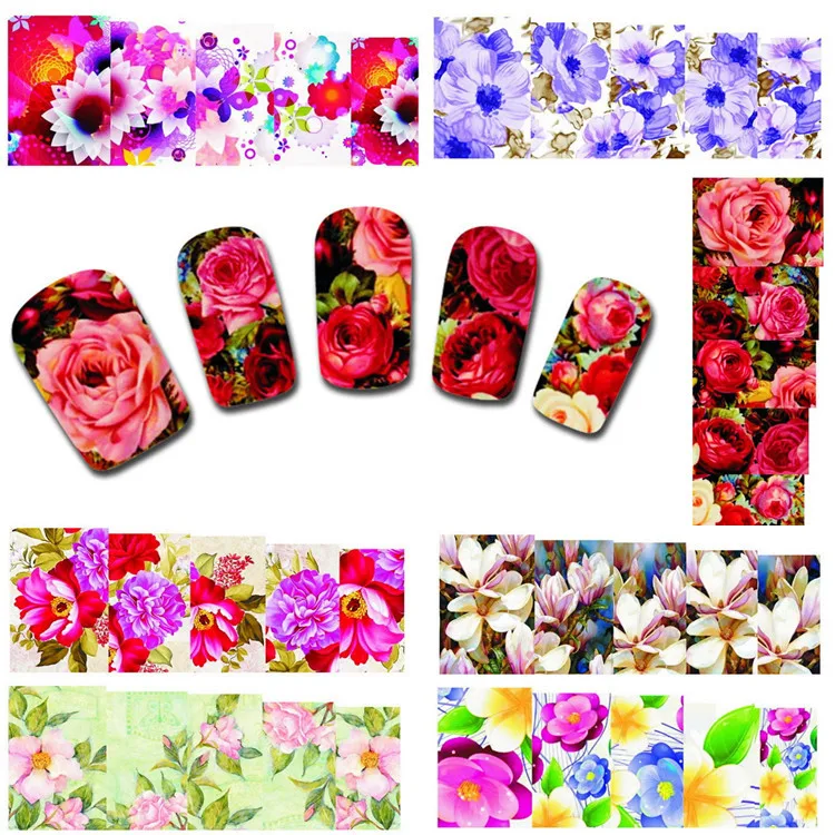 

1500Sheets New Flower Bows Water Transfer Sticker Nail Art Decals Nails Wraps Temporary Tattoos Watermark Nail Tools XF1372-1391