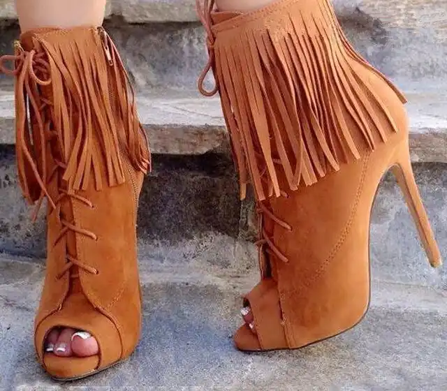 orange peep toe booties