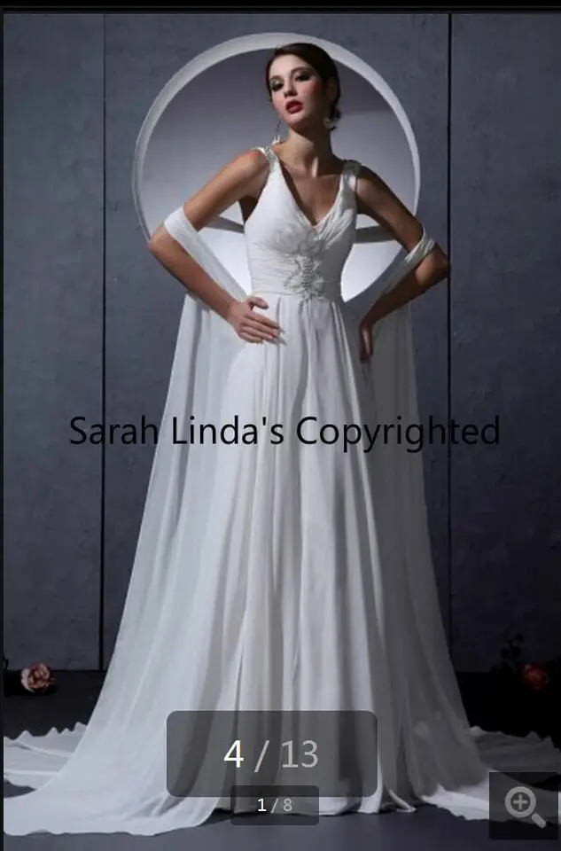 Chiffon V-Neckline chapel Train A-line Wedding Dress with Sequins and pleats summer beach elegant bridal gowns | Свадьбы и торжества