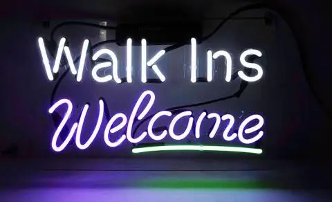 Walk Ins приветственный стеклянный неоновый Световой знак|Неоновые лампы и трубки| |