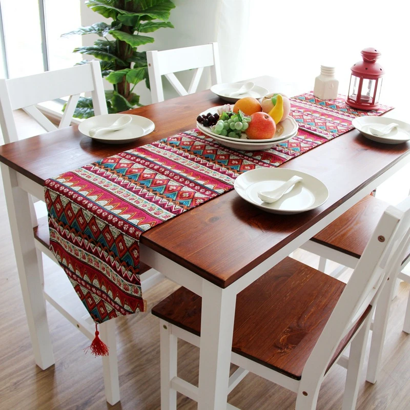 

Bohemian Style Table Runner Cotton Dining Table Cloth Multi-function Furniture Decor Bed Cabinet Tablepoy Runner camino de mesa