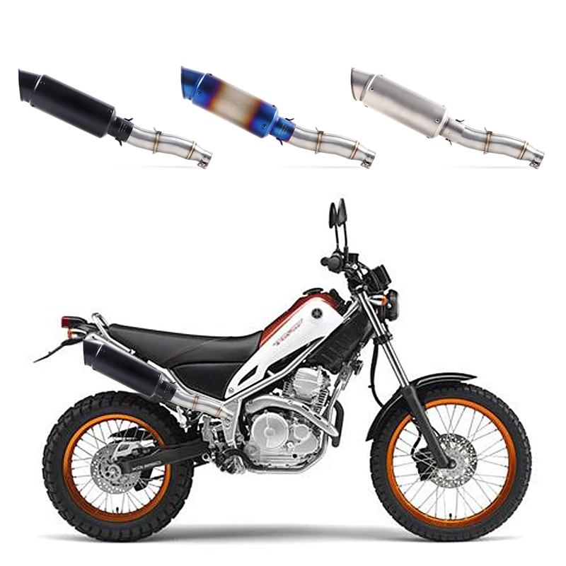 Llena de la motocicleta sistema de Escape silenciador de Escape antideslizante para YAMAHA XG250 XT250 modificado póngase en contacto con medio tubo adaptador de conexión