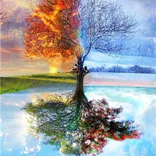 Цвет ful деревья DIY живопись по номерам 24 Цвета Пигмент кисть Искусство Ручная роспись креативная Цифровая живопись маслом