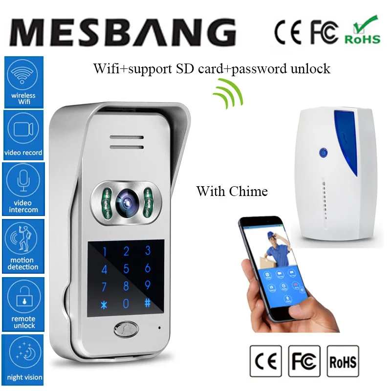 Hot New password unlock door intercom wifi video doorbell wireless video door intercom 120 degree