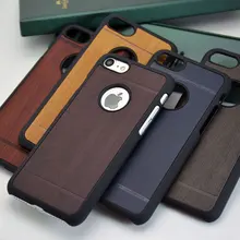 classical  wood Vintage Retro Style PU leather sticker with hard case for iphone 7 6 5 5S 4 4S SE 6S phone cover funda capa