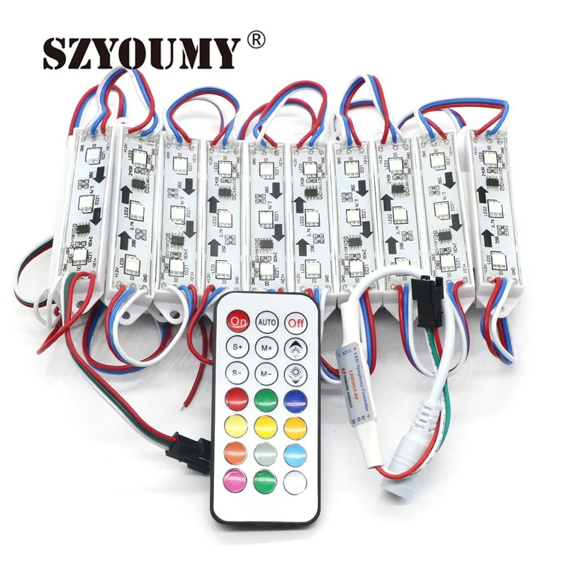 SZYOUMY 1000 шт. адресуемых 3 светодиодный s 5050 SMD RGB светодиодный свет светодиодный Pixel Модуль Водонепроницаемый 2811 IC DC12V + 2 шт. Бесплатная 21