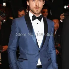 Индивидуальный заказ один кнопок синий жених Смокинги для женихов Шаль атласная нагрудные Best Man Женихи Для мужчин Нарядные Костюмы для свадьбы жених куртка+ Брюки для девочек+ галстук-бабочка