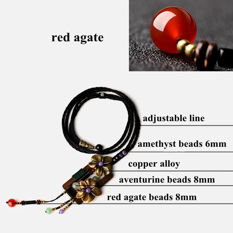 Yanting Bronze Flower Long Necklace Square Wood Vintage Necklace Aventurine Amethyst Ethnic Handmade Sweater Necklaces For Women 039 (13)